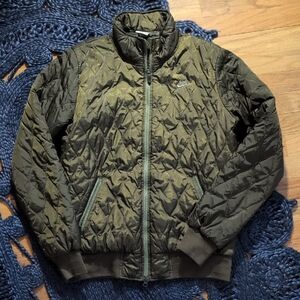 Nike Dark Olive Green Quilted Bomber Jacket M